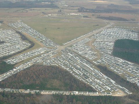 Staging area in Hope, Arkansas from the air